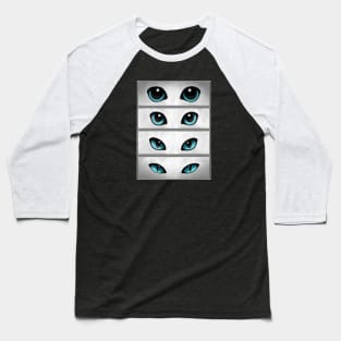 Blue Cat Eyes | White Cat Baseball T-Shirt